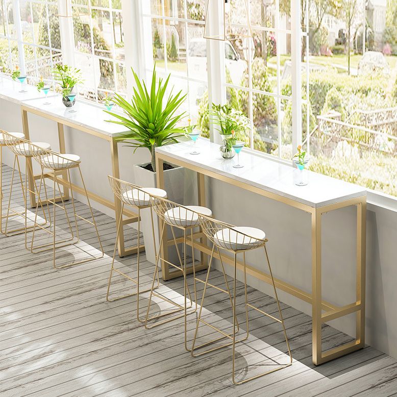 Glam Wood Counter Table with Rectangle Table Top Trestle Table - 41.3" H Clearhalo 'Bar Furniture' 'Bar Tables' 'bar_tables' 'furn' 'furn_bar_tables' 'Furniture' 'furniture_bar_tables' 'Kitchen & Dining Furniture' 1200x1200_874ac7f5-08ed-4652-a948-6ca470a598ca