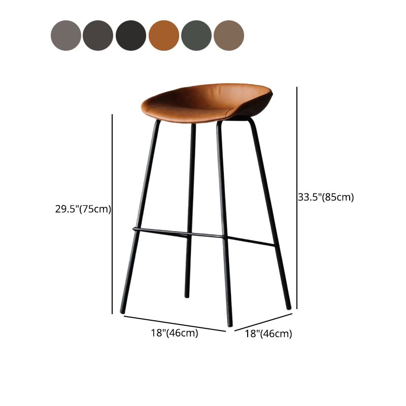 Modern Style Bar-stool PU Leather Counter Bar Stool with Metal Legs for Kitchen Clearhalo 'Bar Furniture' 'Bar Stools' 'bar_stools' 'furn' 'furn_bar_stools' 'Furniture' 'furniture_bar_stools' 'Kitchen & Dining Furniture' 1200x1200_874bbdd5-7957-4eff-9b35-27b378d06daa