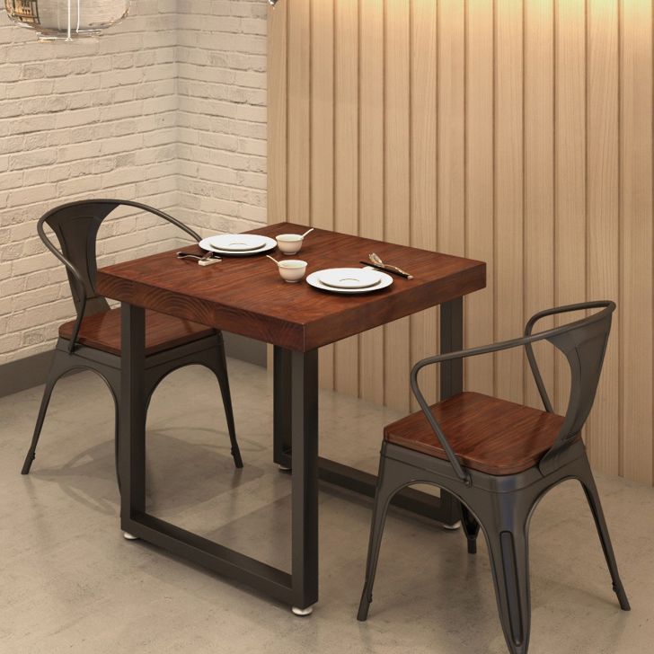 Table de salle à manger carrée industrielle Table de salle à manger en bois massif