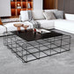 Mid-Century Modern Frame Coffee Table in Black with Iron Top