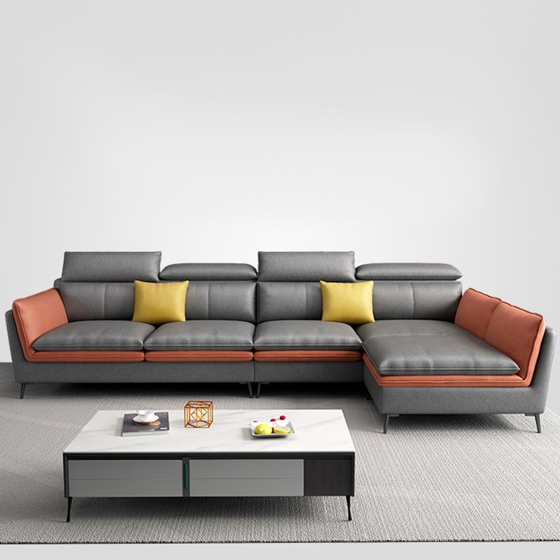 133.86" W √ó 70.87" D √ó 37.40" H L-Shape Faux Leather High Back Flared Arm Sectional Clearhalo 'furn' 'furn_sectionals' 'Furniture' 'furniture_sectionals' 'kitchen' 'kitchen_sectionals' 'Living Room Furniture' 'Sectionals' 1200x1200_874e1b20-9d7d-4818-abe5-5b64453af09a