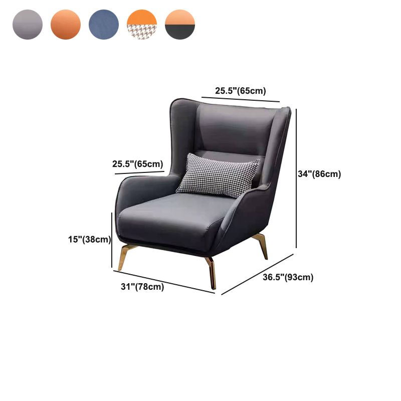 Modern Style Bonded Leather Arms Included with Pillow Wingback Chair Clearhalo 'Accent Chairs' 'accent_chairs' 'Chairs & Seating' 'furn' 'furn_accent_chairs' 'Furniture' 'Living Room Furniture' 1200x1200_874e9847-f203-4e0f-922e-2631c38eb4e9