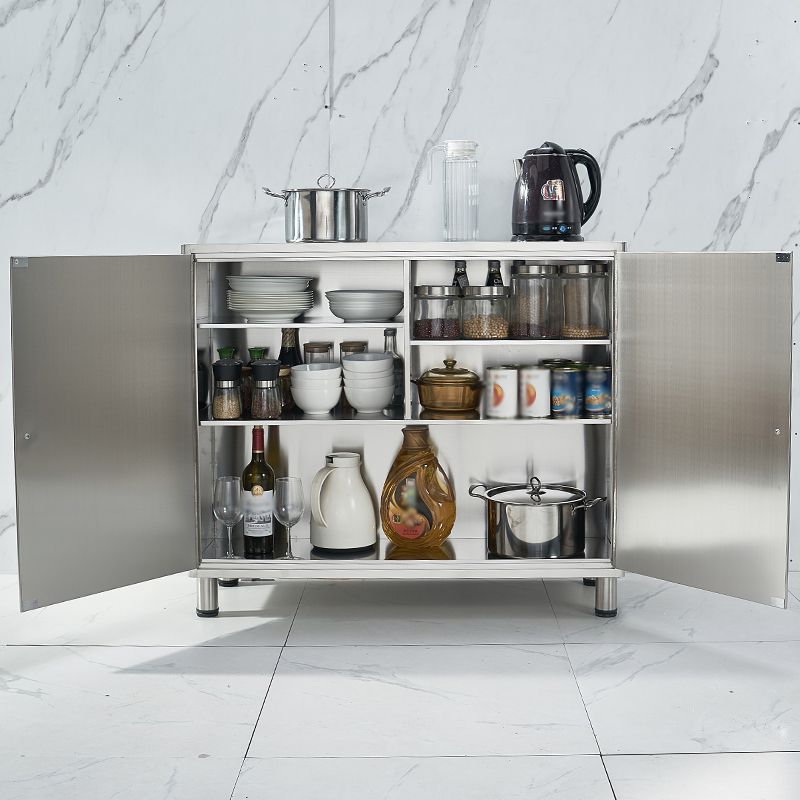 Stainless Steel Kitchen Sideboard Cabinet Modern Server Cabinet with Storage Clearhalo 'buffet_sideboard' 'Buffets & Sideboards' 'furn' 'furn_buffet_sideboard' 'Furniture' 'furniture_buffet_sideboard' 'Kitchen & Dining Furniture' 1200x1200_87507247-a66b-4f71-bb9b-fa7900f0f702
