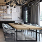 Rectangle Industrial Dining Room Table Pine Solid Wood Table with Black Double Pedestal Clearhalo ' dining_table' 'Dining Tables & Seating' 'Dining Tables' 'furn' 'furn_dining_table' 'Furniture' 'furniture_dining_table' 'Kitchen & Dining Furniture' 'kitchen&dining_furn' 'kitchen' 'kitchen_dining_table' 1200x1200_8751f0c1-480c-4c75-ad12-77a9398d7bdf