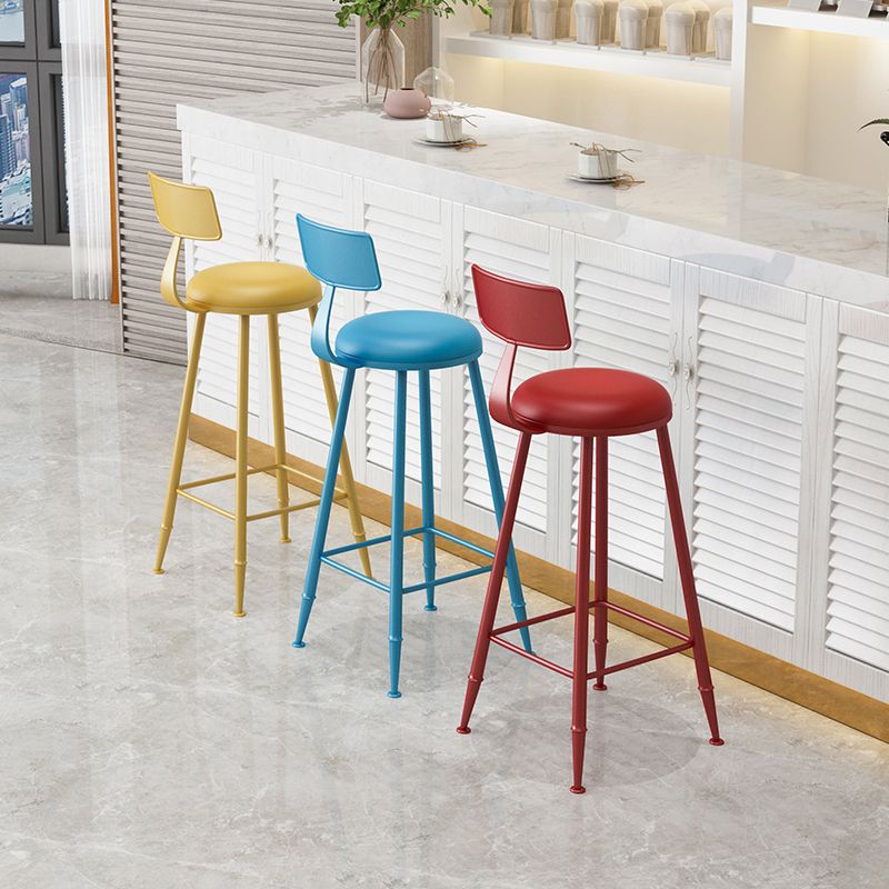 Modern Armless Backrest Counter Stool Iron Milk Tea Shop Bar Stool with Leather Cushion Clearhalo 'Bar Furniture' 'Bar Stools' 'bar_stools' 'furn' 'furn_bar_stools' 'furniture_bar_stools' 'Kitchen & Dining Furniture' 'kitchen&dining_furn' 'kitchen' 'kitchen_furn' Furniture' 1200x1200_8752d6ca-34a7-4f76-8d0c-466810fb0750