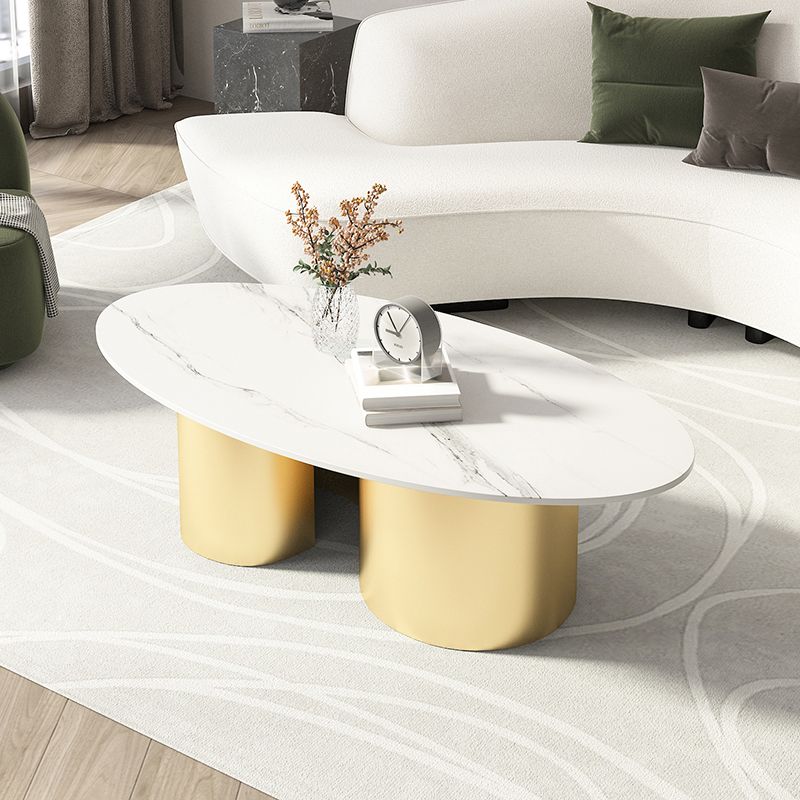 Contemporary Oval Top Coffee Table with Abstract Base Cocktail Table Clearhalo 'Coffee & Accent Tables' 'Coffee Tables' 'coffee_tables' 'furn' 'furn_coffee_tables' 'Furniture' 'Living Room Furniture' 1200x1200_875399d3-8b0f-47f1-95d6-85ccc3befc6f