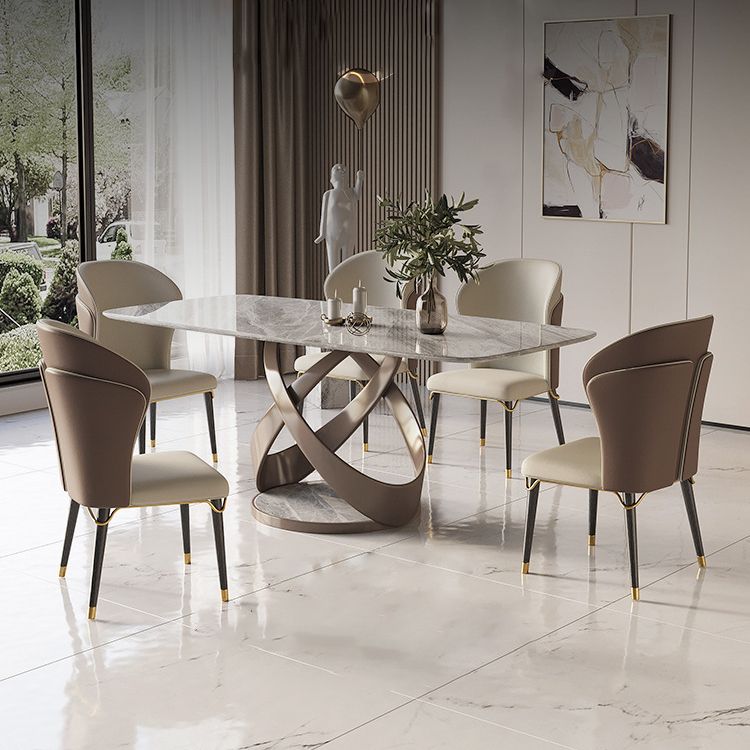 Glam Style Rectangle Sintered Stone Dining Set 1/4/5/7 Pieces Dining Set Clearhalo 'Dining Room Sets' 'Dining Tables & Seating' 'dining_room_set' 'furn' 'furn_dining_room_set' 'Furniture' 'Kitchen & Dining Furniture' 1200x1200_8756d9bf-7c0e-412c-8910-eab3f2b5754e