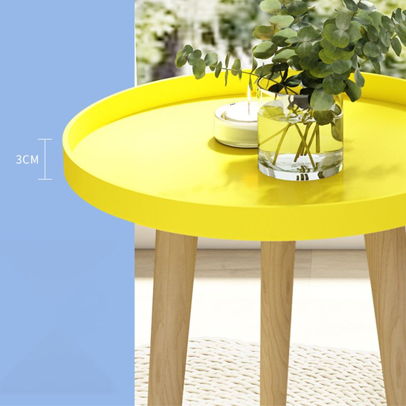 17.71" Tall Plastic Round Top Side Table Wooden 3 Legs End Table