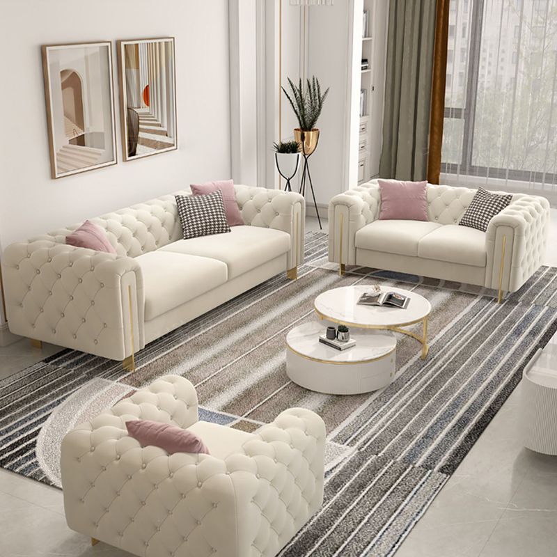 Divano a braccio di smoking divano bianco contemporaneo con back-back trapuntato