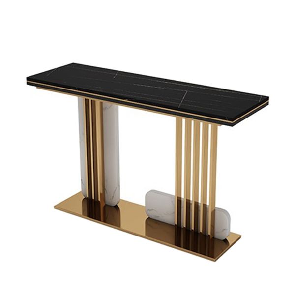 Glam Accent Table Rectangle Stone Console Table , 12.5 inch Wide