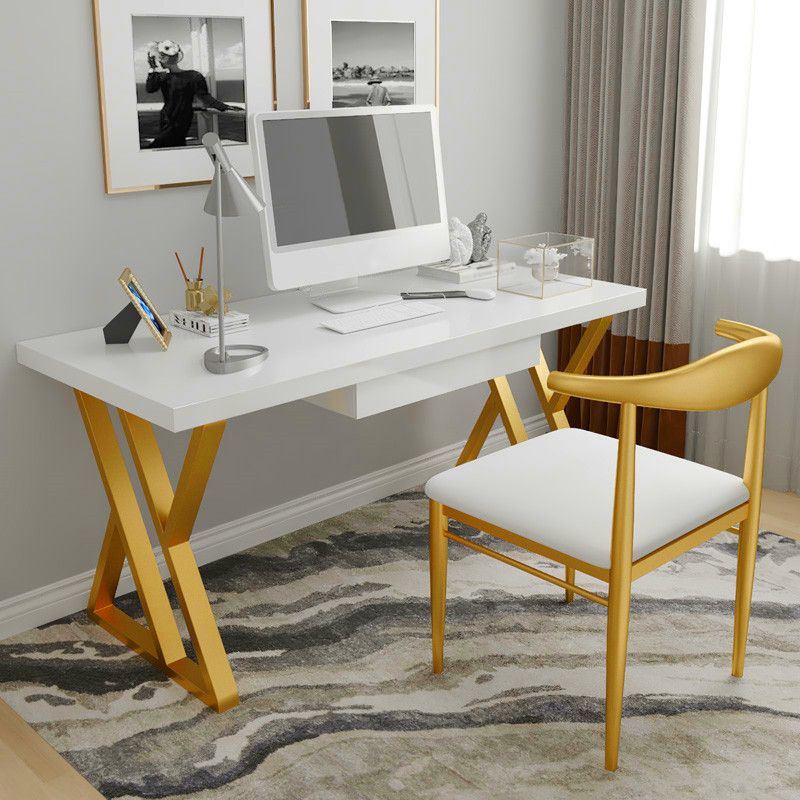 Escritorio de oficina de 1 cortavadora Glam de escritorio rectangular de madera maciza para el hogar