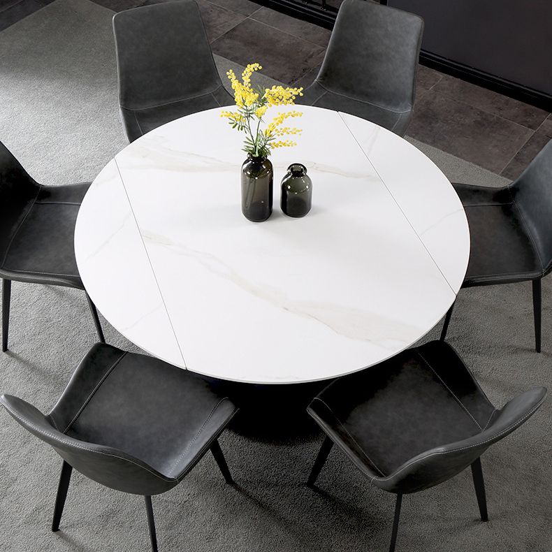 Modern Extendable Stone Dining Table Steel Base Dinner Table for Home Clearhalo 'Dining Tables & Seating' 'Dining Tables' 'dining_table' 'furn' 'furn_dining_table' 'Furniture' 'Kitchen & Dining Furniture' 1200x1200_875aeda3-2723-475d-ba1a-eab18cb45a44