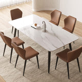 Table à manger moderne à 4 jambes Table rectangle de pierre fritte pour la maison