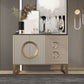 Sideboard in metallo a buffet in pietra in stile glam con 3 disegni