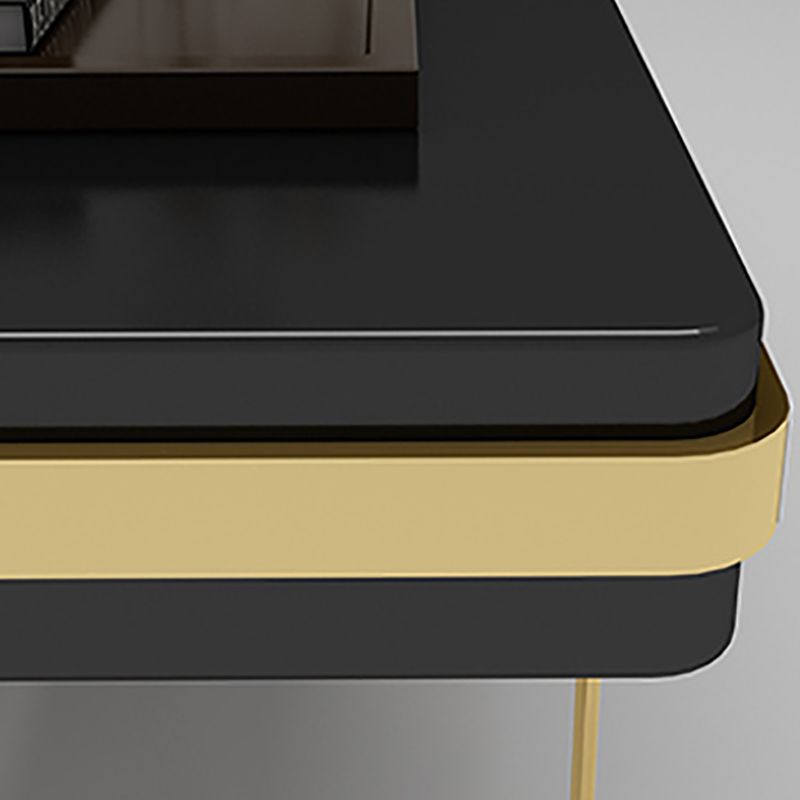 Glam Mirrored Marble Office Desk with Metal Legs Home or Office Desk