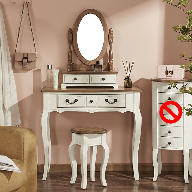 Tabouret maréptable victorien avec miroir et tiroirs pour chambre à coucher