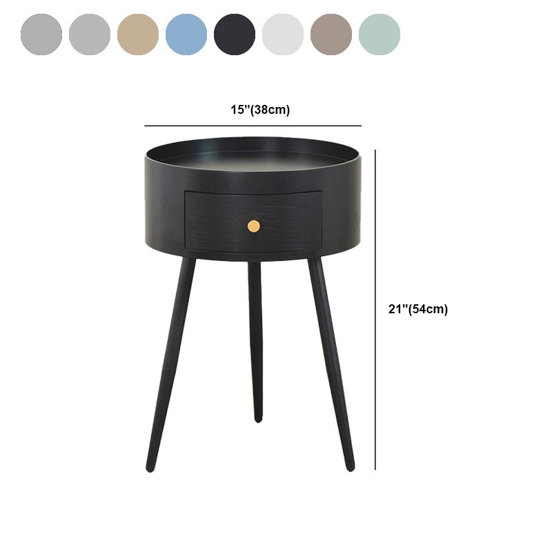 Contemporary Round Night Table with Drawer Metal Tripod Nightstand Clearhalo 'Bedroom Furniture' 'furn' 'furn_night_stand' 'Furniture' 'night_stand' 'Nightstands' 1200x1200_875f18d9-a25e-46c3-90bf-b3279775bbf2