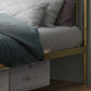 Metal and Wood Standard Bed Rectangular Slat Bed with Headboard