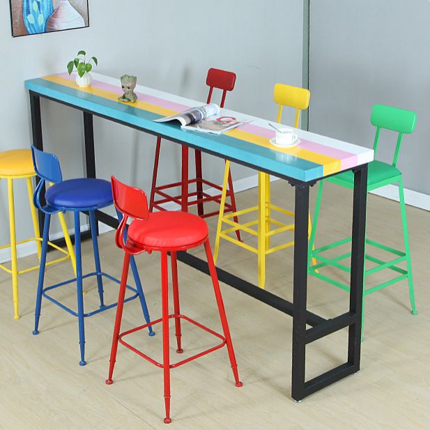 Industrial Wood Bar Table with Rectangle Table Top Trestle Table - 42" H Clearhalo 'Bar Furniture' 'Bar Tables' 'bar_tables' 'furn' 'furn_bar_tables' 'Furniture' 'furniture_bar_tables' 'Kitchen & Dining Furniture' 1200x1200_875fdeb3-39c3-4c3a-bcd9-8c821f64f24e