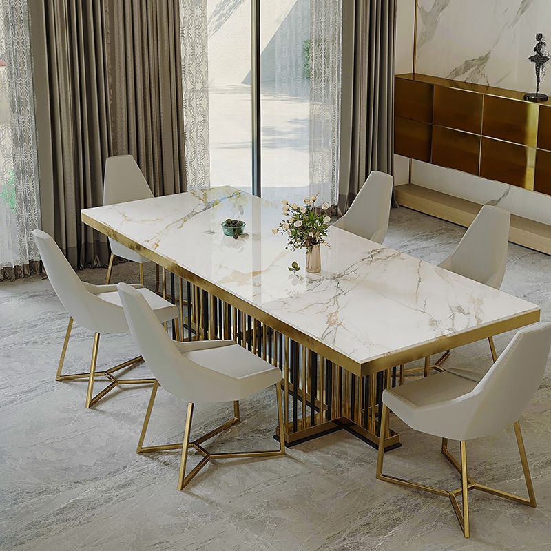 Nordic Glam Rectangle Sintered Stone Table Set 1/4/7 Pieces Dining Set Clearhalo 'Dining Room Sets' 'Dining Tables & Seating' 'dining_room_set' 'furn' 'furn_dining_room_set' 'Furniture' 'Kitchen & Dining Furniture' 1200x1200_8763116d-4781-4760-a182-8eae9b55b27b
