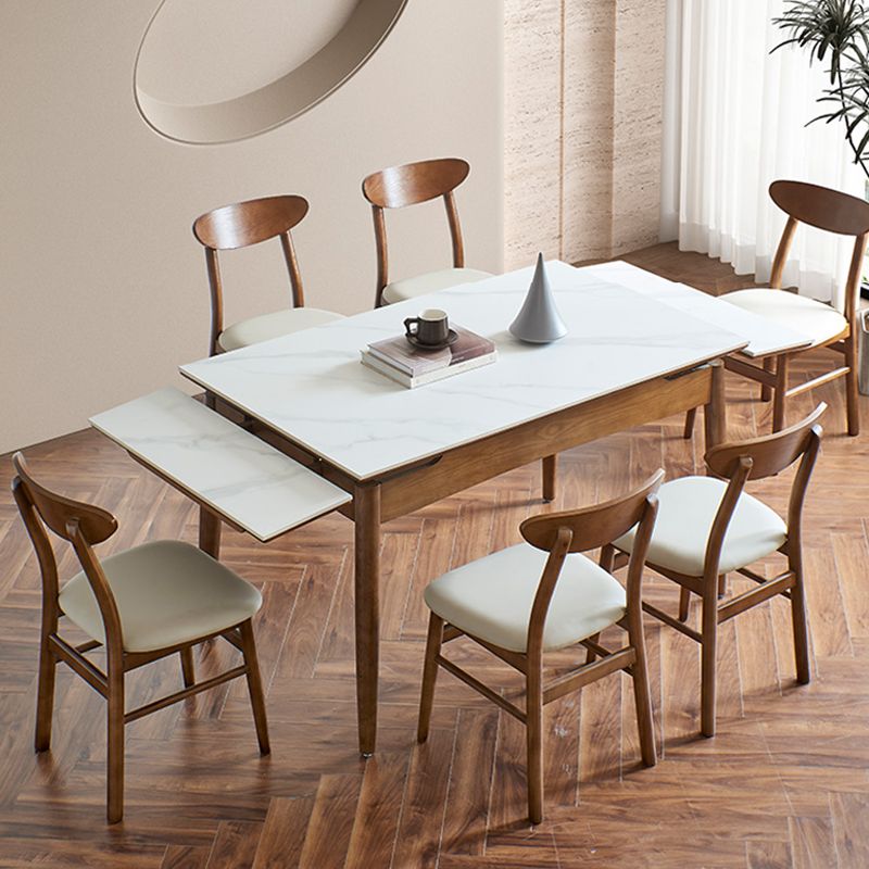 Modern Rectangle Dining Table Stone Top Extension Dining Table Clearhalo 'Dining Tables & Seating' 'Dining Tables' 'dining_table' 'furn' 'furn_dining_table' 'Furniture' 'Kitchen & Dining Furniture' 1200x1200_8766656c-aa81-448c-9dd6-198420df8554