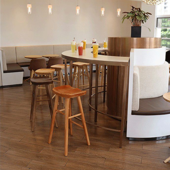 Restaurant Simple Wood Barstool Wood 4 Legs Bar Stool with Pedal Clearhalo 'Bar Furniture' 'Bar Stools' 'bar_stools' 'furn' 'furn_bar_stools' 'Furniture' 'Kitchen & Dining Furniture' 1200x1200_876a25e4-677a-46ec-a268-31e38dd43b2d