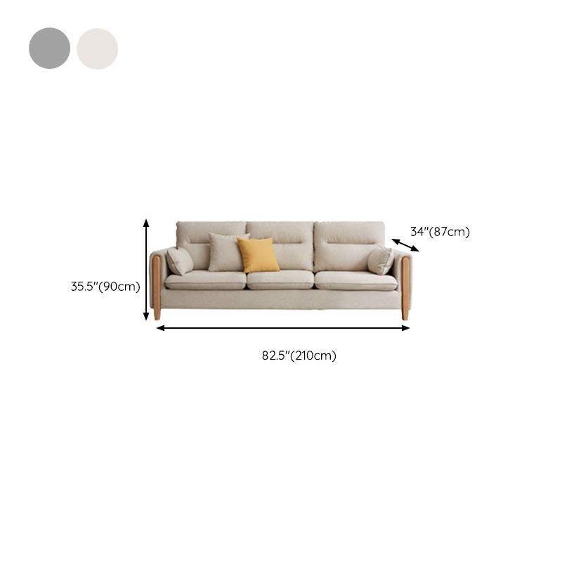 Sofa de tissu contemporain du bras carré en bois massif pour salon