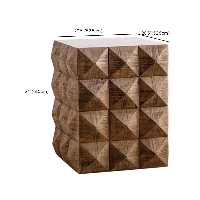 French Country Distressed Wood Sofa Side Accent Table in Brown