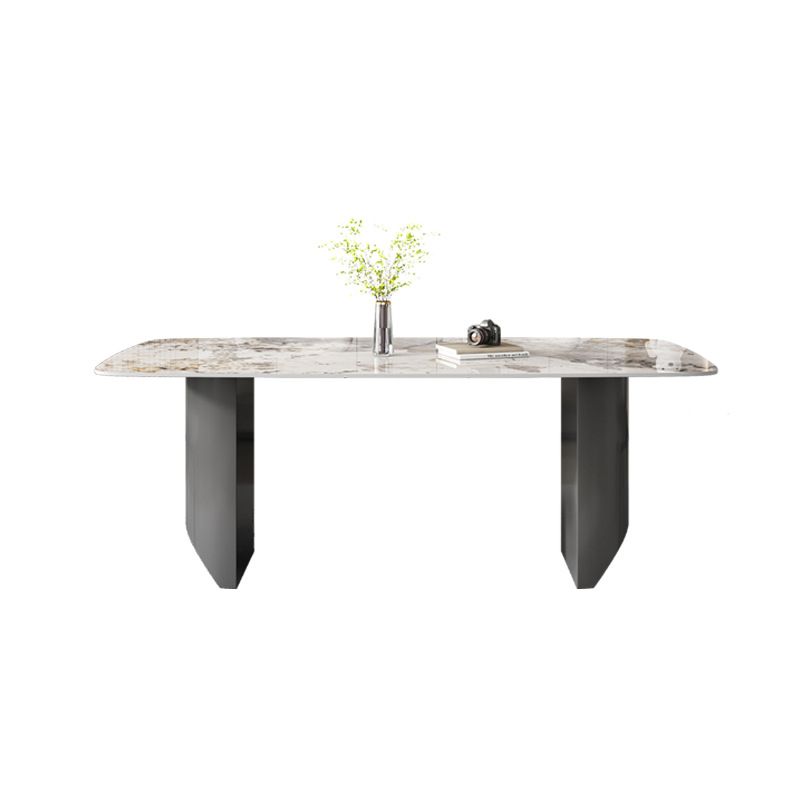 Industrial Dining Room Table Rectangle Stone Dinette Table In Grey Clearhalo 'Dining Tables & Seating' 'Dining Tables' 'dining_table' 'furn' 'furn_dining_table' 'Furniture' 'Kitchen & Dining Furniture' 1200x1200_87739c99-2655-43ac-b4e7-6da24ff8e7f6