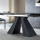 Rectangular Extendable Dining Table Modern Grey Stone Table Top for Dining Room
