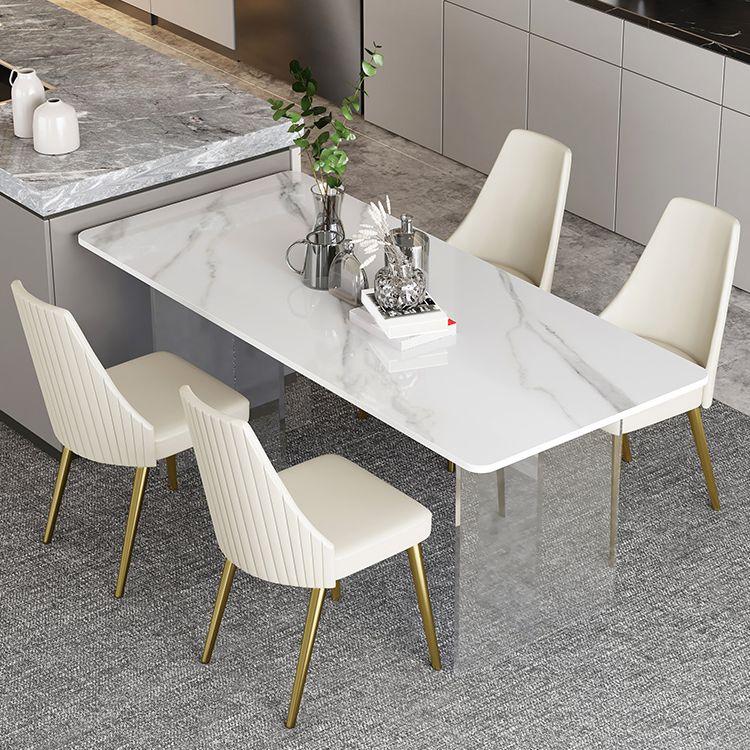Modern 1/2/5 Pieces Dining Set Rectangle Stone Dining Table for Dining Room Kitchen Clearhalo 'Dining Room Sets' 'Dining Tables & Seating' 'dining_room_set' 'furn' 'furn_dining_room_set' 'Furniture' 'Kitchen & Dining Furniture' 1200x1200_8774676e-04cc-4f41-82c3-39dae0f304b1