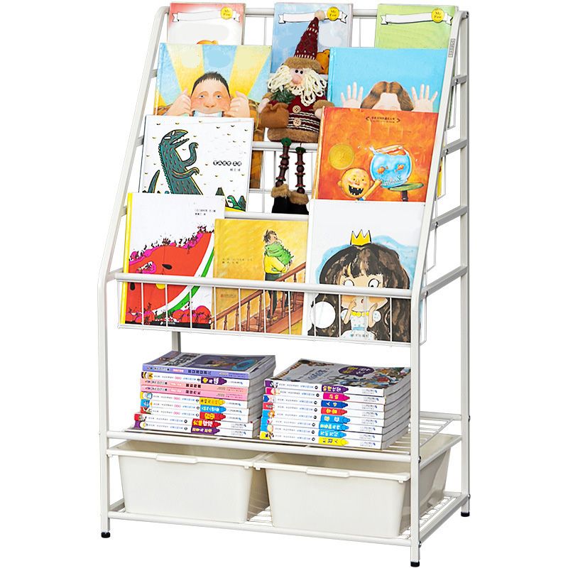 Contemporary Metal Bookshelf White Ladder Book Shelf for Home Office 14.6" Wide Clearhalo 'Bookcases' 'furn' 'furn_bookcases' 'Furniture' 'Office Furniture' 1200x1200_87746ab4-91c4-442b-9f66-661ce56076cc