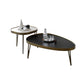 Glam Table basse ovale/carrée en fausse pierre à 3 pieds