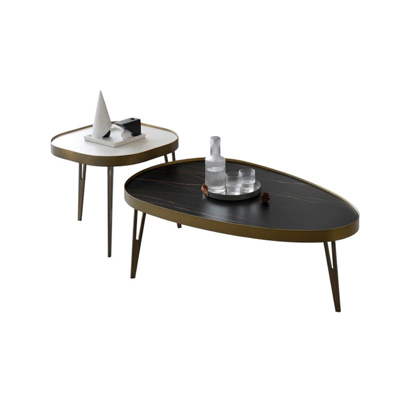 Glam Table basse ovale/carrée en fausse pierre à 3 pieds