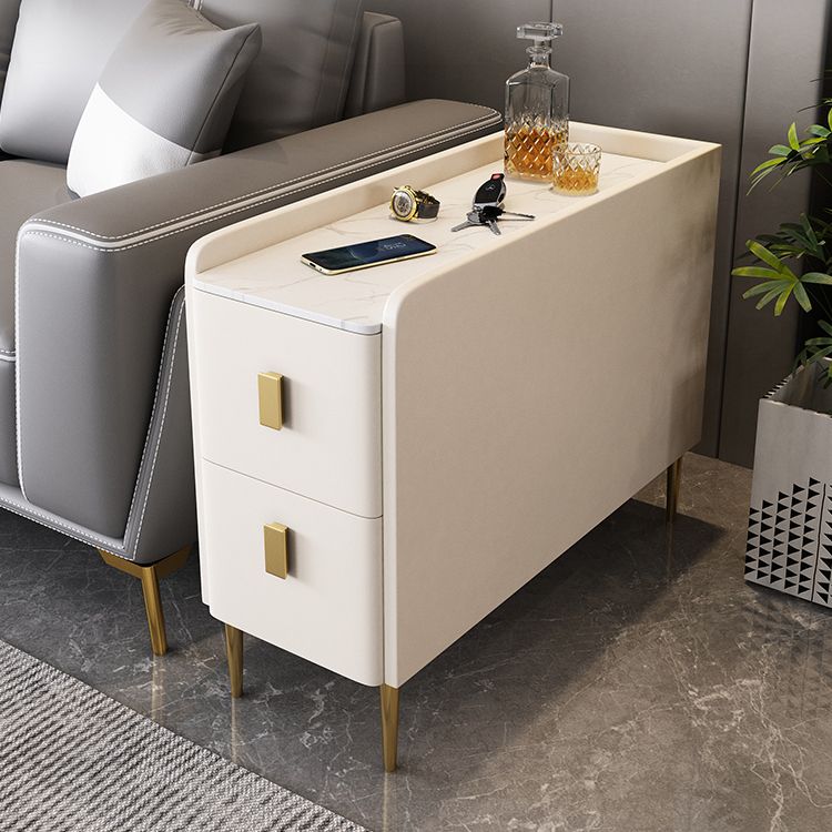Modern Style White Rectangular Side Table with Storage and Shelf Clearhalo 'Coffee & Accent Tables' 'End & Side Tables' 'end_side_table' 'end_side_tables' 'furn' 'furn_end_side_tables' 'Furniture' 'furniture_end_side_table' 'Living Room Furniture' 1200x1200_8776ceab-2530-417a-ab2d-54cc48ef18b1