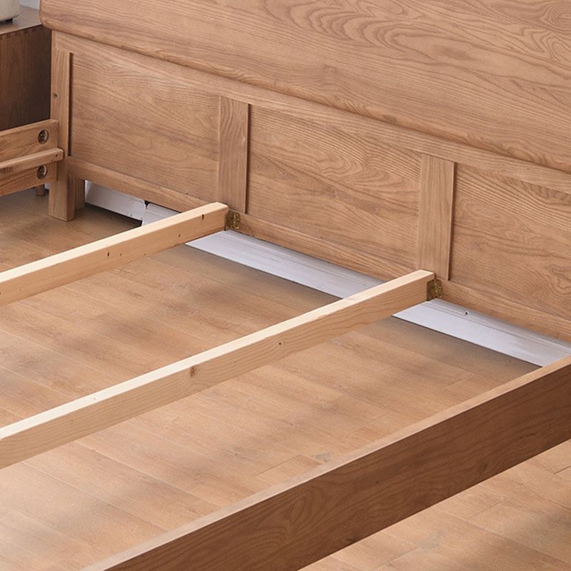 Modern Standard Bed Rectangular Solid Wood Panel Bedwith Headboard