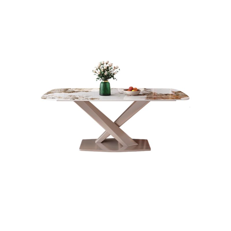 Rechthoekige eettafel Wit stenen tafelblad voor eetkamer