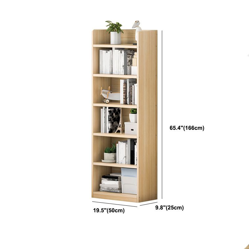 Solid Wood Bookshelf 9.8" W Natural Standard Bookcase with Rectangular Shelves