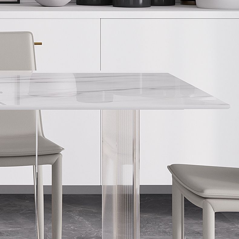 Modern 1/4/5/7 Pieces Dining Table Rectangle Stone Furniture in White Clearhalo 'Dining Room Sets' 'Dining Tables & Seating' 'dining_room_set' 'furn' 'furn_dining_room_set' 'Furniture' 'Kitchen & Dining Furniture' 1200x1200_877adba8-14b3-445f-9a94-7e5178ead8ac