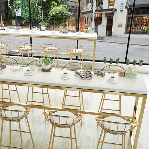 White Glam Style Counter in Faux Marble and Iron Milk Tea Shop Bar Table Clearhalo 'Bar Furniture' 'Bar Tables' 'bar_tables' 'furn' 'furn_bar_tables' 'Furniture' 'furniture_bar_tables' 'Kitchen & Dining Furniture' 1200x1200_877aff99-8c0c-43dc-a722-ae4bfca4713b