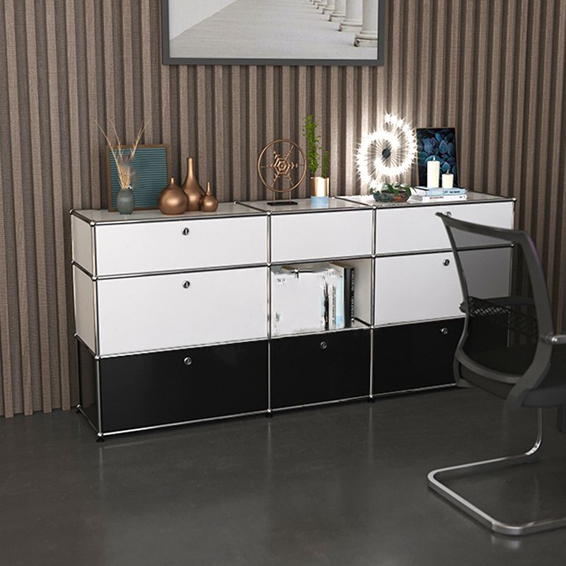 Modern Rectangle Storage Server Metal Sideboard for Dining Room Clearhalo 'buffet_sideboard' 'Buffets & Sideboards' 'furn' 'furn_buffet_sideboard' 'Furniture' 'Kitchen & Dining Furniture' 1200x1200_877b26b5-c126-4019-aa97-cf489ad0236f