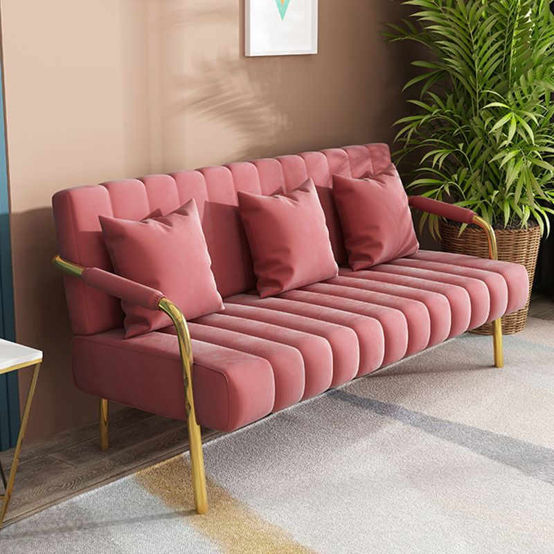 Velvet Recessed Arm Sofa Contemporary Standard Sofa with Sewn Pillow Back Clearhalo 'furn' 'furn_sofas' 'Furniture' 'Living Room Furniture' 'Sofa' 'sofas' 1200x1200_877c83a1-d1db-4ae2-9086-03262f2b2653
