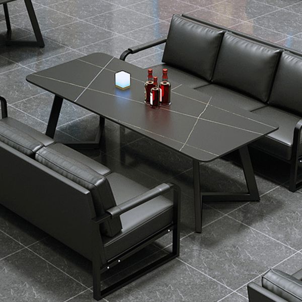 Industrial Sintered Stone Dinner Room Kitchen Table Black Table with Black Frame for Dining Room Clearhalo ' dining_table' 'Dining Tables & Seating' 'Dining Tables' 'furn' 'furn_dining_table' 'Furniture' 'furniture_dining_table' 'Kitchen & Dining Furniture' 'kitchen&dining_furn' 'kitchen' 'kitchen_dining_table' 1200x1200_877c885a-1d85-4ace-b99c-89f291d964e7