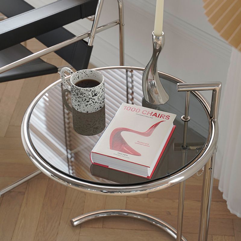 26.4 "丸いガラストップエンドテーブルステンレススチールCサイドテーブル