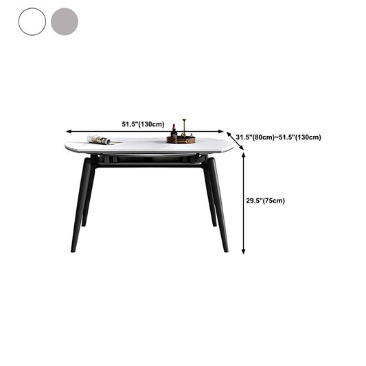 Modern Wood Base Dining Table Round Extendable 4 Legs Dining Table