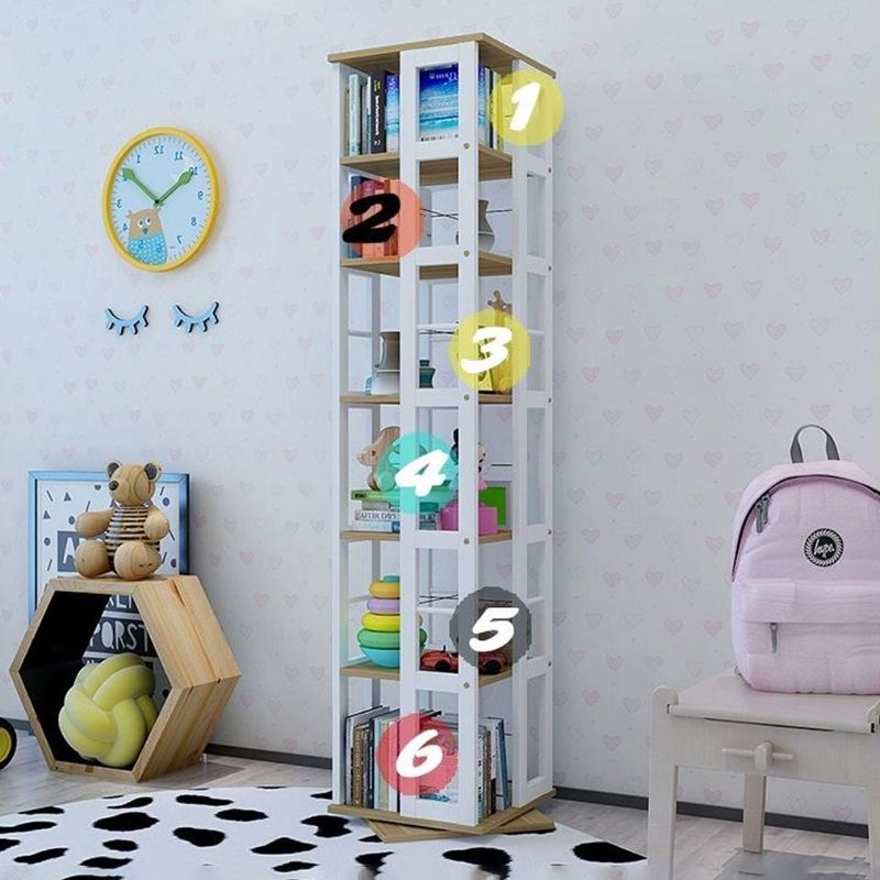 3/4/6-Shelf Contemporary Bookcase Metal Book Shelf Wooden Shelves for Living Room