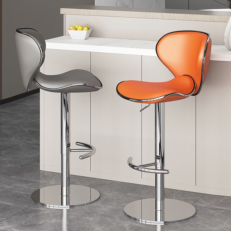 Modern Faux Leather Adjustable Height Swivel Bar Stool with Footrest Clearhalo 'Bar Furniture' 'Bar Stools' 'bar_stools' 'furn' 'furn_bar_stools' 'Furniture' 'Kitchen & Dining Furniture' 1200x1200_87812db6-ada3-49c9-8fb0-bd5cd1fc1d77