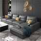 4-Seater Faux Leather Sectional with Pillows Back and Square Arms