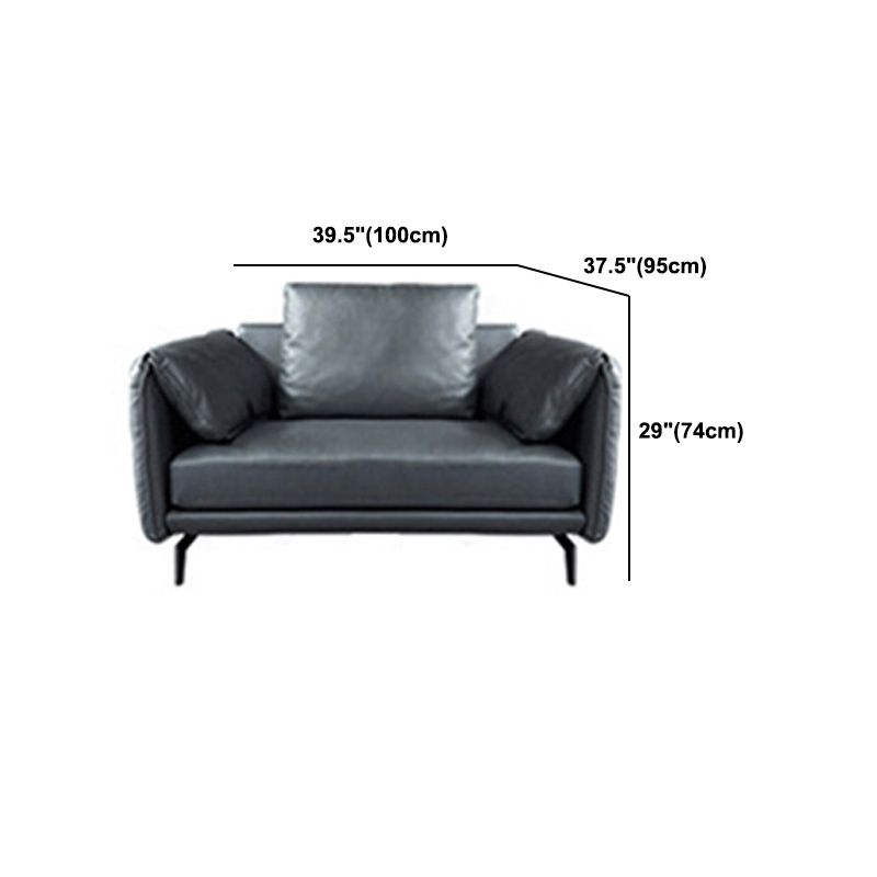 Contemporary Dark Grey Sofa with Bolster Pillows for Living Room Clearhalo 'furn' 'furn_sectionals' 'Furniture' 'Living Room Furniture' 'Sectionals' 1200x1200_8781499f-7963-4c2b-b2d7-1bc60c719e95