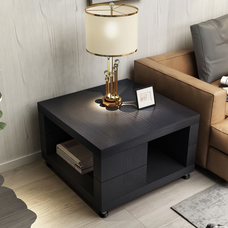 Modern Square 17.72" Tall Wood Side Table with 4 Legs and Double Tier Clearhalo 'Coffee & Accent Tables' 'End & Side Tables' 'end_side_table' 'end_side_tables' 'furn' 'furn_end_side_tables' 'Furniture' 'furniture_end_side_table' 'Living Room Furniture' 1200x1200_87820f52-81f8-4e3f-a7b0-8d27e63a891c
